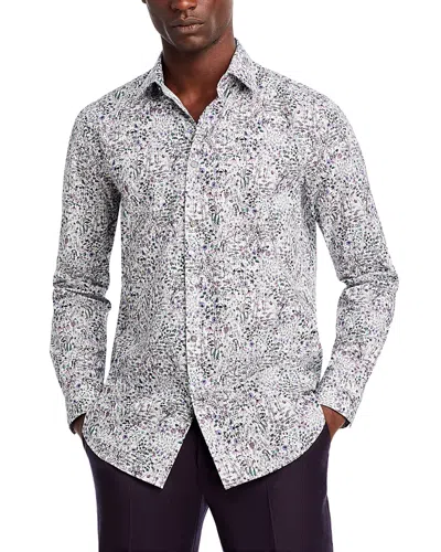 Paul Smith Garden Print Slim Fit Shirt In White/purple/black