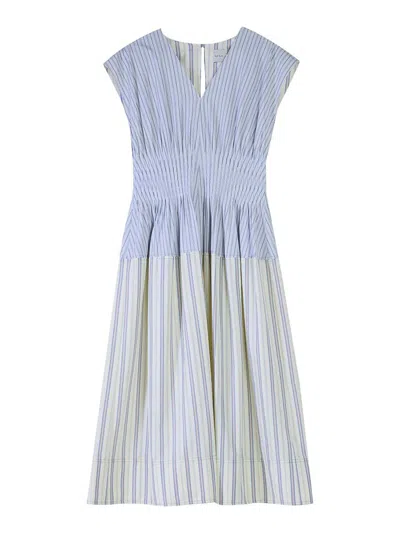 Paul Smith Gathered Striped Dress In Blue