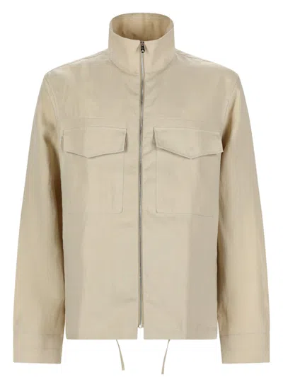 Paul Smith Giacca Overshirt Con Zip In Neutral