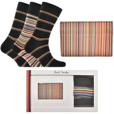 Paul Smith Gift Set Wallet And 3 Pack Socks In Black