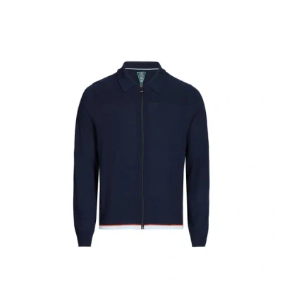 Paul Smith Gilet Zippé En Laine Mérinos In Blue