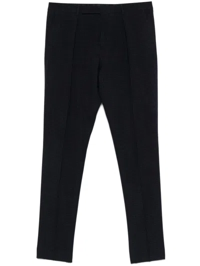 Paul Smith Gingham Check Tapered Trousers In Very Dark Navy