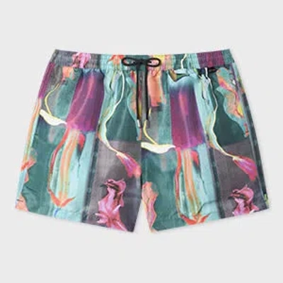 Paul Smith 'glitch Floral' Print Swim Shorts Green In Animal Print