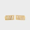 Paul Smith Gold Metallic And Mother Of Pearl 'stripe' Cufflinks In Brown