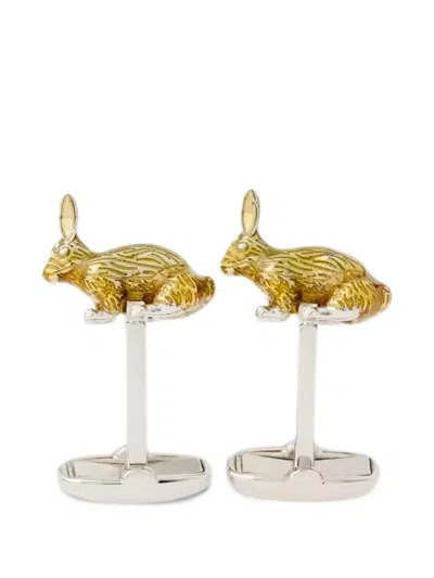 Paul Smith Gold Rabbit Cufflinks In Silver