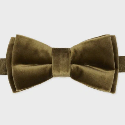 Paul Smith Gold Velvet Pre-tied Bow Tie Green