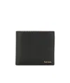 Paul Smith Black Leather Wallet With Signature Stripe Pattern In Black