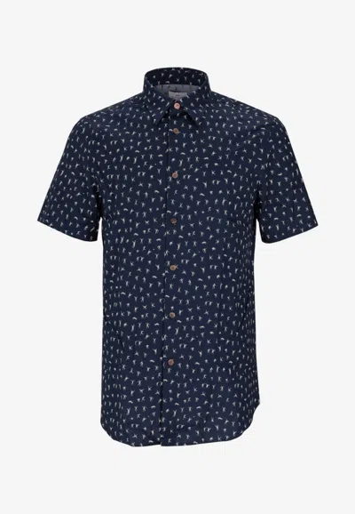 Paul Smith Graphic Print Short-sleeved Shirt In Blue