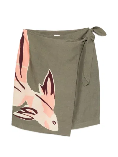 Paul Smith Graphic-print Wrap Mini Skirt In Gray