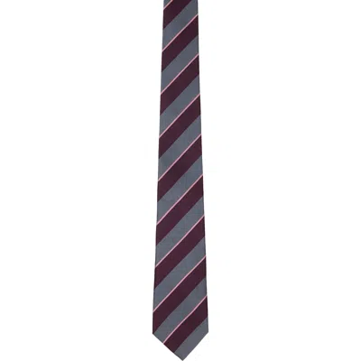 Paul Smith Gray & Burgundy Block Stripe Tie In Blue
