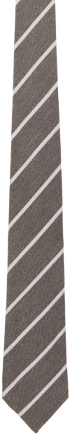 Paul Smith Gray & White Diagonal Stripe Tie In 73 Greys