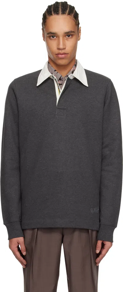 Paul Smith Gray Contrast Collar Polo In 76 Grey