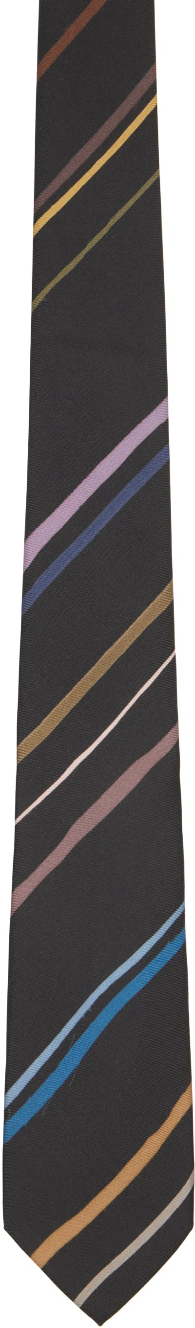 Paul Smith Gray Diagonal 'painted Stripe' Tie