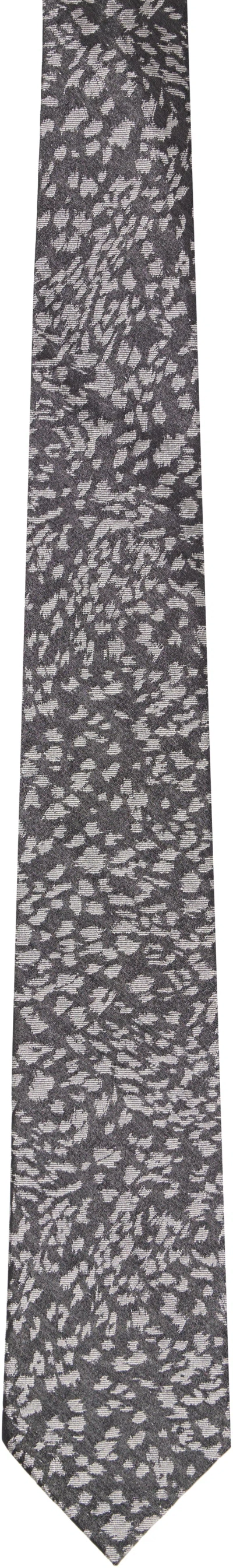 Paul Smith Gray Leopard Lurex Tie In 79 Black