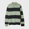 Paul Smith Green And Charcoal Block Stripe Polo Sweater In Green