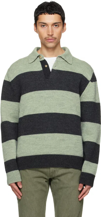 Paul Smith Green & Gray Block Stripe Polo