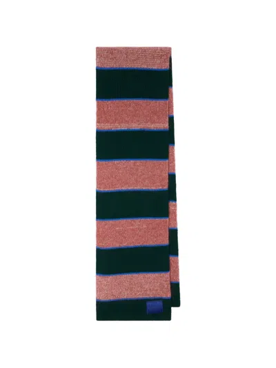 Paul Smith Green And Pink Stripe Lambswool Scarf In Multi