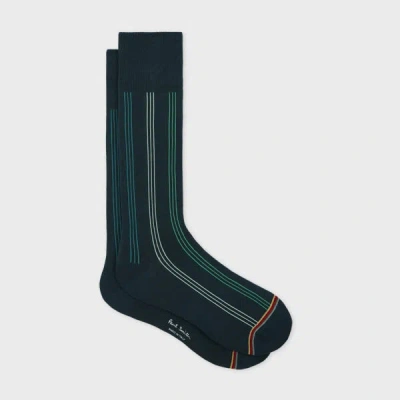 Paul Smith Green Contrasting Stripe Socks In Blue