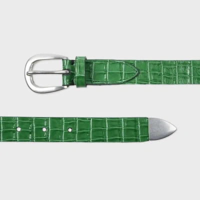 Paul Smith Green Croc-emboss Leather Belt In Neutral
