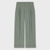 Paul Smith Green Overdyed Micro-houndstooth Wide-leg Wool Trousers In Green