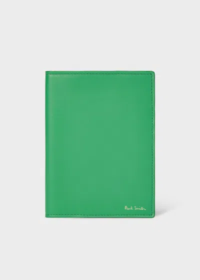 Paul Smith Green 'signature Stripe' Interior Leather Passport Cover