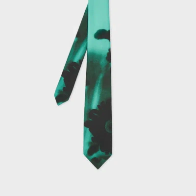 Paul Smith Green Silk 'field Flowers' Tie In Purple