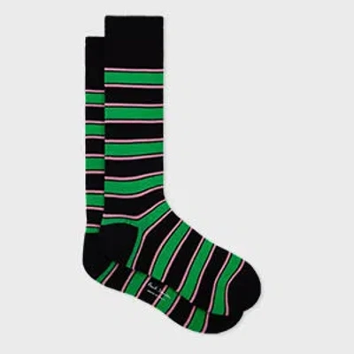 Paul Smith Green Stripe Cotton-blend Socks Black
