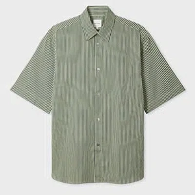 Paul Smith Green Stripe Oversized Cotton-silk Shirt