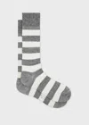 Paul Smith Grey And Ecru Marl Linen-blend Striped Socks Black In Gray
