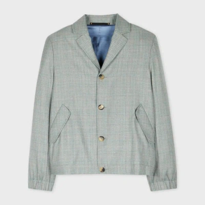 Paul Smith Grey And Green Check Wool Blouson Jacket