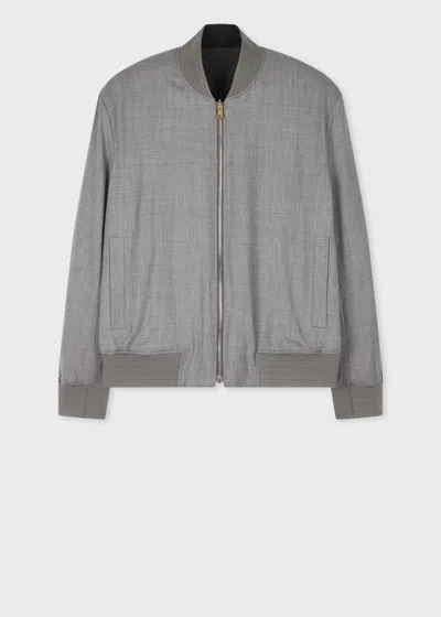 Paul Smith Grey Bi-stretch Wool-blend Reversible Bomber Jacket