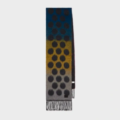 Paul Smith Grey Block Polka Dot Merino Wool-blend Scarf In Gray