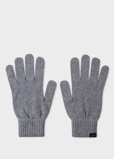 Paul Smith Gray Patch Gloves In 76 Grey