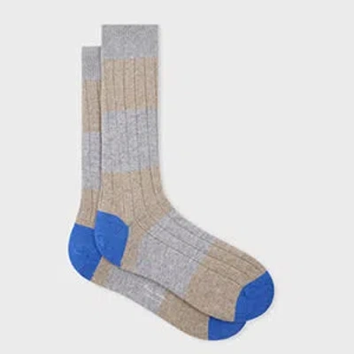Paul Smith Grey Cashmere Stripe Socks In Gray