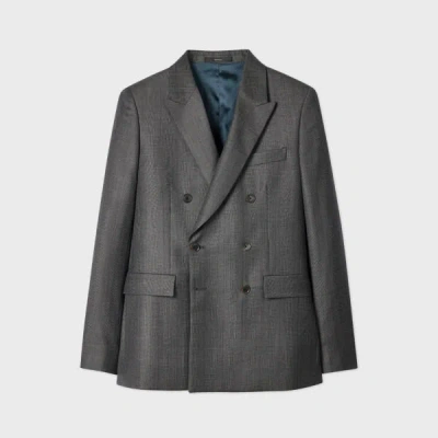 Paul Smith Grey Check Wool Double-breasted Blazer In Gray