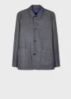 Paul Smith Grey Check Wool Work Jacket Blue In Blue