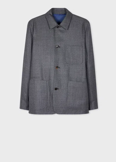 Paul Smith Grey Check Wool Work Jacket Blue