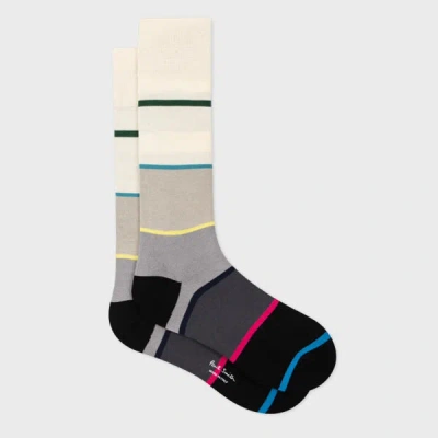 Paul Smith Grey Cotton-blend Stripe Socks In Gray