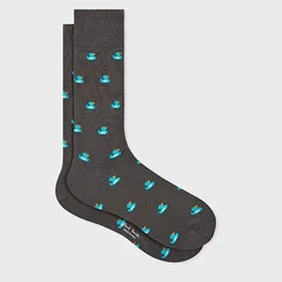 Paul Smith Men's Animal-print Cotton-stretch Crew Socks In Grey