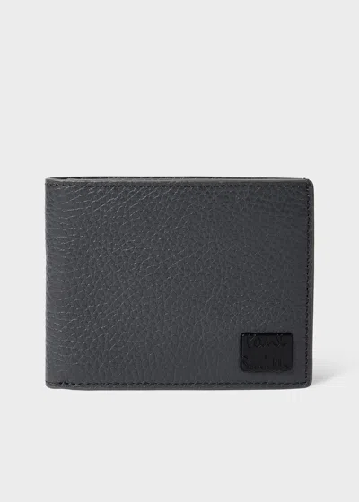 Paul Smith Grey Grained Leather Compact Billfold Wallet Blue In Black