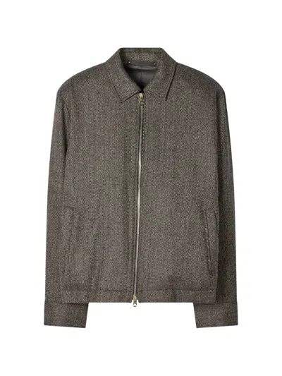 Paul Smith Grey Herringbone Wool-cashmere Zip Jacket In Gray
