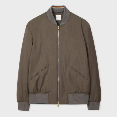Paul Smith Grey Melange 'storm System' Wool Bomber Jacket