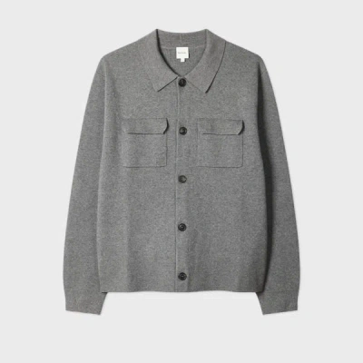 Paul Smith Grey Merino-cotton Patch-pocket Cardigan In Gray