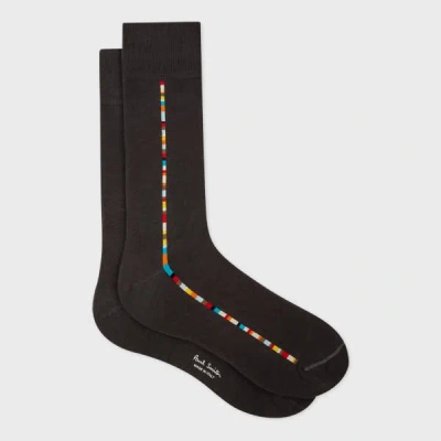 Paul Smith Grey 'signature Stripe' Central Trim Socks In Black