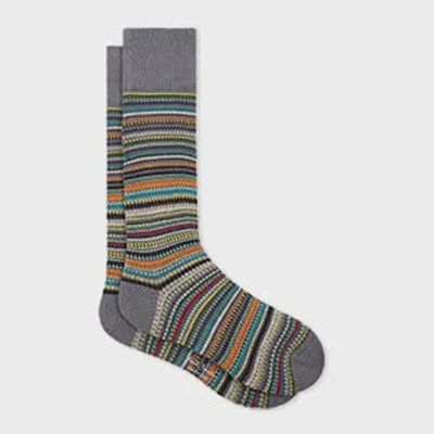 Paul Smith Grey 'signature Stripe' Cotton-blend Pique Socks In Gray