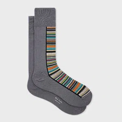 Paul Smith Grey 'signature Stripe' Panel Socks