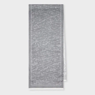 Paul Smith Grey Silk-blend 'notebook Writing' Scarf Black