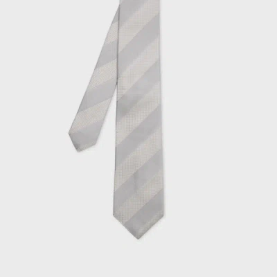 Paul Smith Grey Silk Tonal Diagonal Stripe Tie