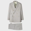 Paul Smith Grey Space-dye Check Wool Double-breasted Suit In Gray
