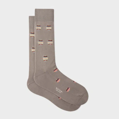 Paul Smith Grey Striped Polka Dot Socks In Brown